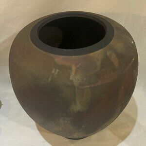 Studio Art Pottery Raku Pottery Vase 8.5" Tall Signed BJ